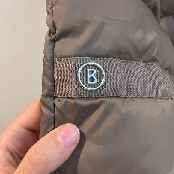 Bogner Chevron Quilted Winter Brown Down Long Designer Outdoor Puffer Coat 8 - Picture 10 of 12